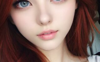 AI girl with red hair wallpaper