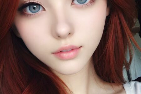 AI girl with red hair wallpaper