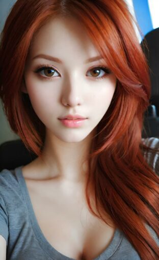 AI girl with red hair wallpaper