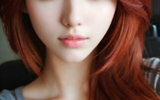 AI girl with red hair wallpaper