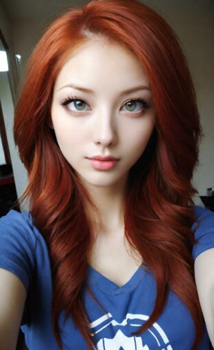 AI girl with red hair wallpaper