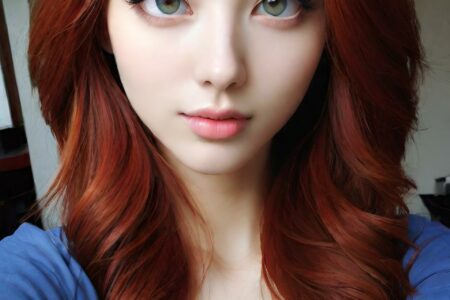 AI girl with red hair wallpaper