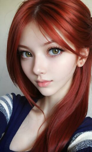 AI girl with red hair wallpaper