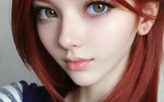 AI girl with red hair wallpaper