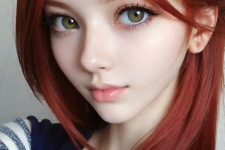 AI girl with red hair wallpaper