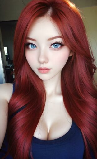 AI girl with red hair wallpaper