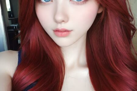 AI girl with red hair wallpaper