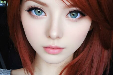AI girl with red hair wallpaper