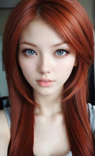 AI girl with red hair wallpaper