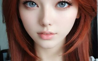 AI girl with red hair wallpaper