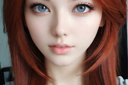 AI girl with red hair wallpaper