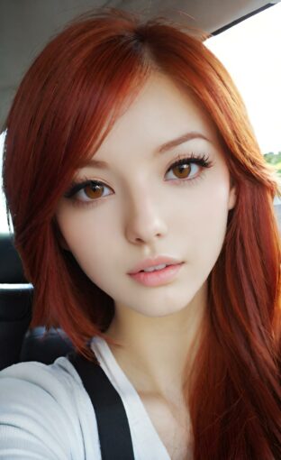 AI girl with red hair wallpaper