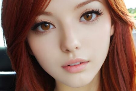 AI girl with red hair wallpaper