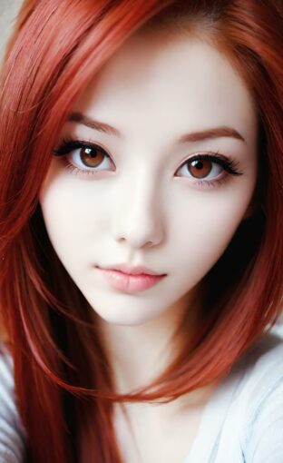 AI girl with red hair wallpaper