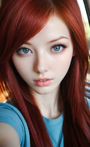AI girl with red hair wallpaper