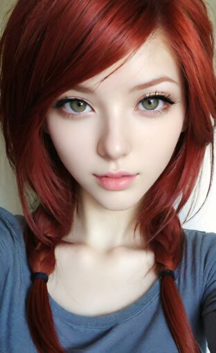 AI girl with red hair wallpaper