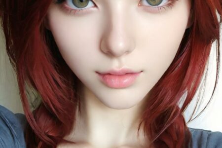 AI girl with red hair wallpaper