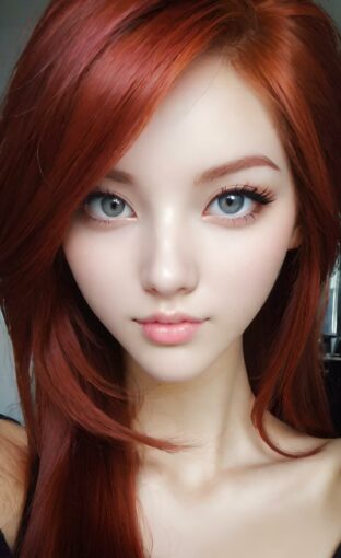 AI girl with red hair wallpaper