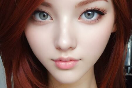 AI girl with red hair wallpaper