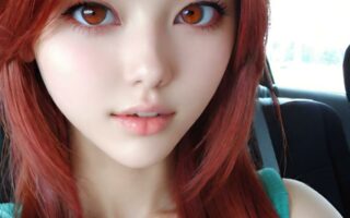 AI girl with red hair wallpaper