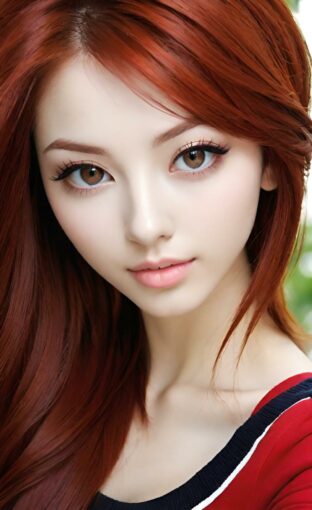 AI girl with red hair wallpaper