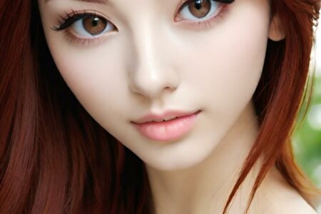 AI girl with red hair wallpaper