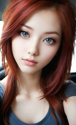 AI girl with red hair wallpaper