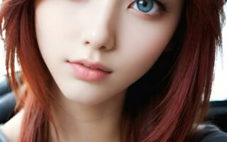 AI girl with red hair wallpaper