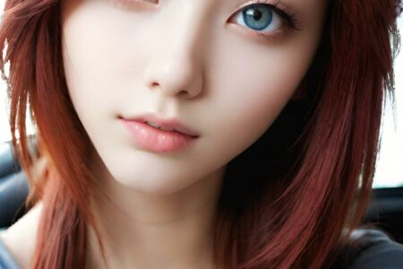 AI girl with red hair wallpaper