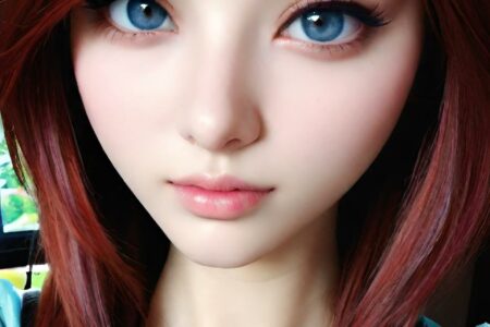 AI girl with red hair wallpaper