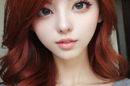 AI girl with red hair wallpaper