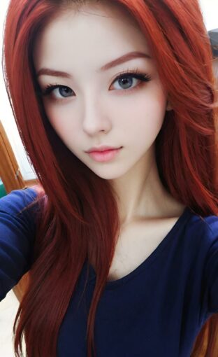 AI girl with red hair wallpaper