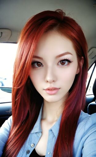AI girl with red hair wallpaper