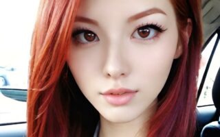 AI girl with red hair wallpaper