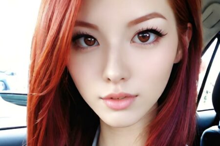 AI girl with red hair wallpaper