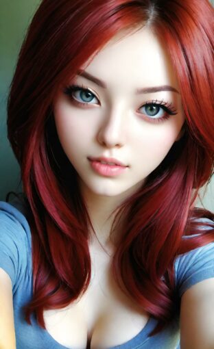 AI girl with red hair wallpaper