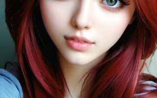 AI girl with red hair wallpaper