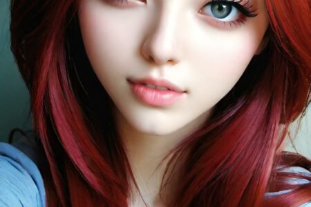 AI girl with red hair wallpaper