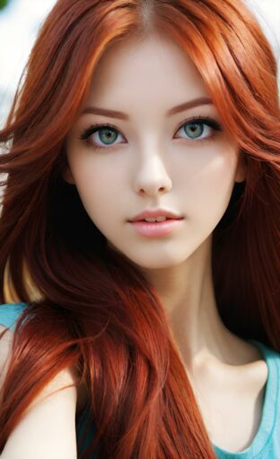 AI girl with red hair wallpaper