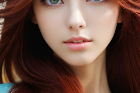 AI girl with red hair wallpaper