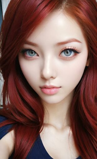 AI girl with red hair wallpaper