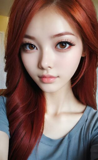 AI girl with red hair wallpaper