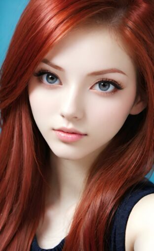 AI girl with red hair wallpaper