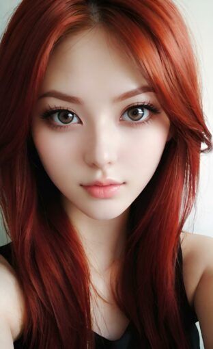 AI girl with red hair wallpaper