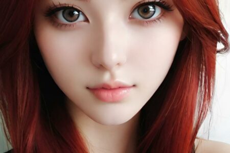 AI girl with red hair wallpaper