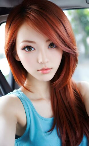AI girl with red hair wallpaper