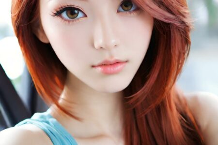 AI girl with red hair wallpaper