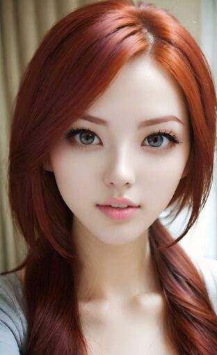 AI girl with red hair wallpaper