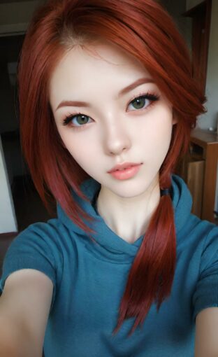 AI girl with red hair wallpaper
