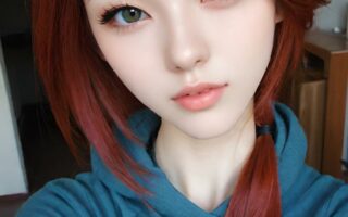 AI girl with red hair wallpaper